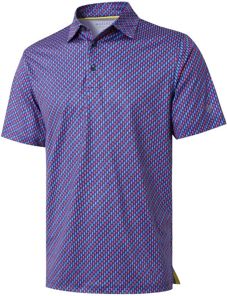 Men's Golf Polo Shirts Short Sleeve Striped Performance Moisture Wicking Dry Fit Golf Shirts for Men