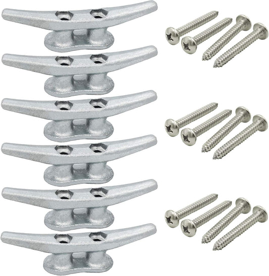 4 inch Dock Cleats 4/6/8/12/16/20/24 Pack,Boat Dock Cleats Rope Cleat Marine Cleats Iron Boat Cleats with Hardware ldeal for Deck,Nautical Decor,Cleats for Boat Dock,Boat Tie Down Cleats