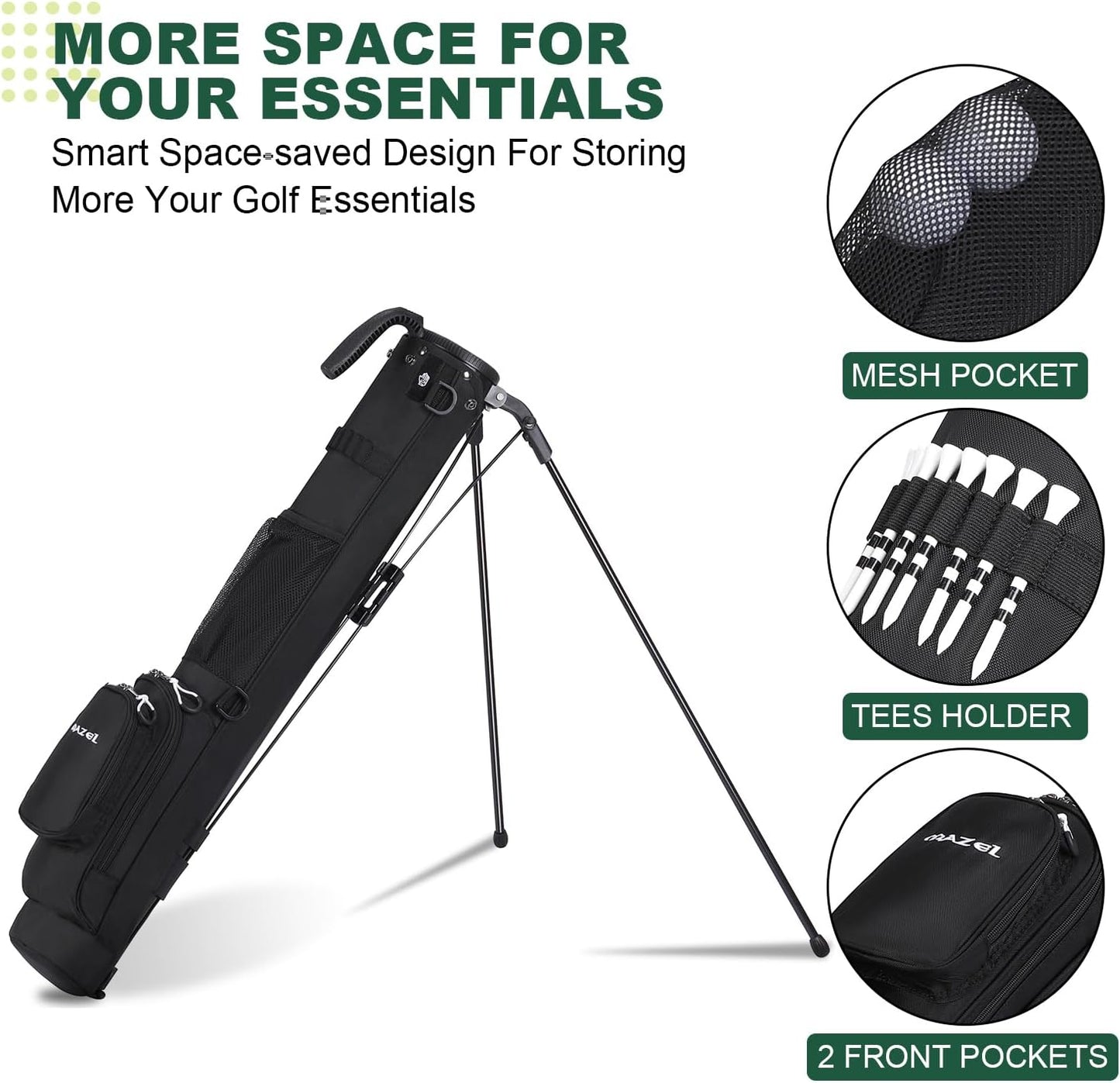 MAZEL Lightweight Golf Bag for Men – Easy to Carry Golf Clubs Bag with Shoulder Strap,Pitch n Putt Golf Stand Bag for Driving Range,Par 3 and Executive Courses - Fit Up to 8 Clubs