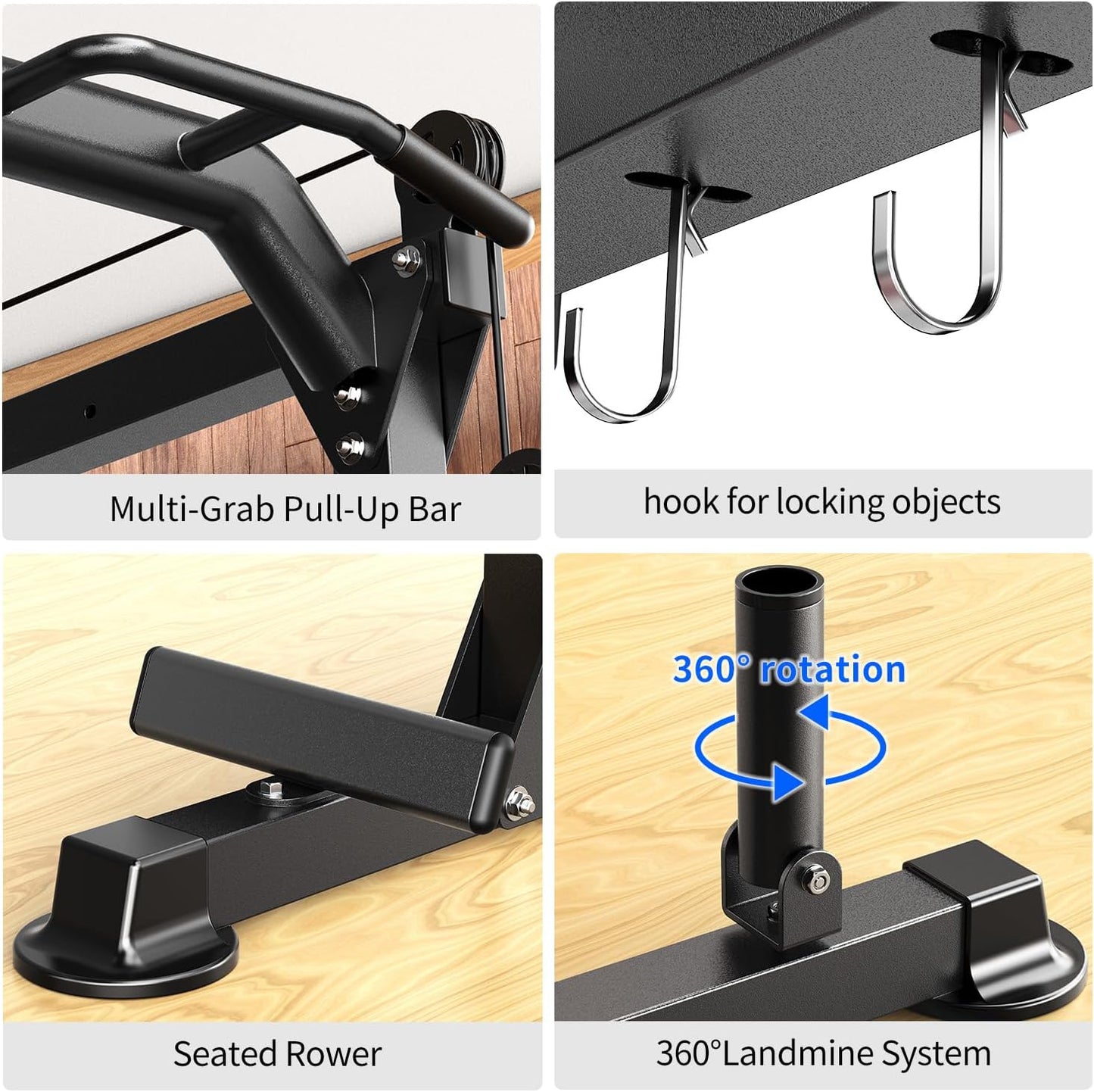 Power Rack Power Cages Multi-Function Squat Rack with Cable Crossover System Selectable More Training Attachment Weight Cage for Garage & Home Gym