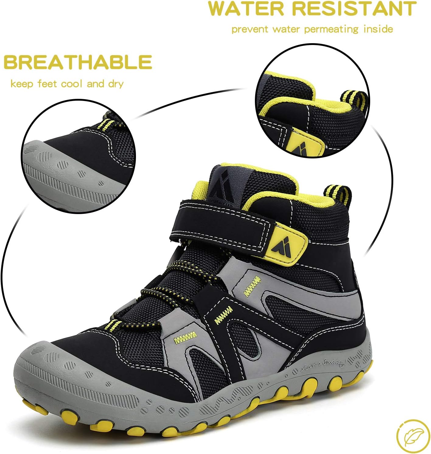 Mishansha Kids Water Resistant Hiking Boots, Boys Girls Anti Collision Anti-Skid Athletic Outdoor Adventure Trekking Shoes