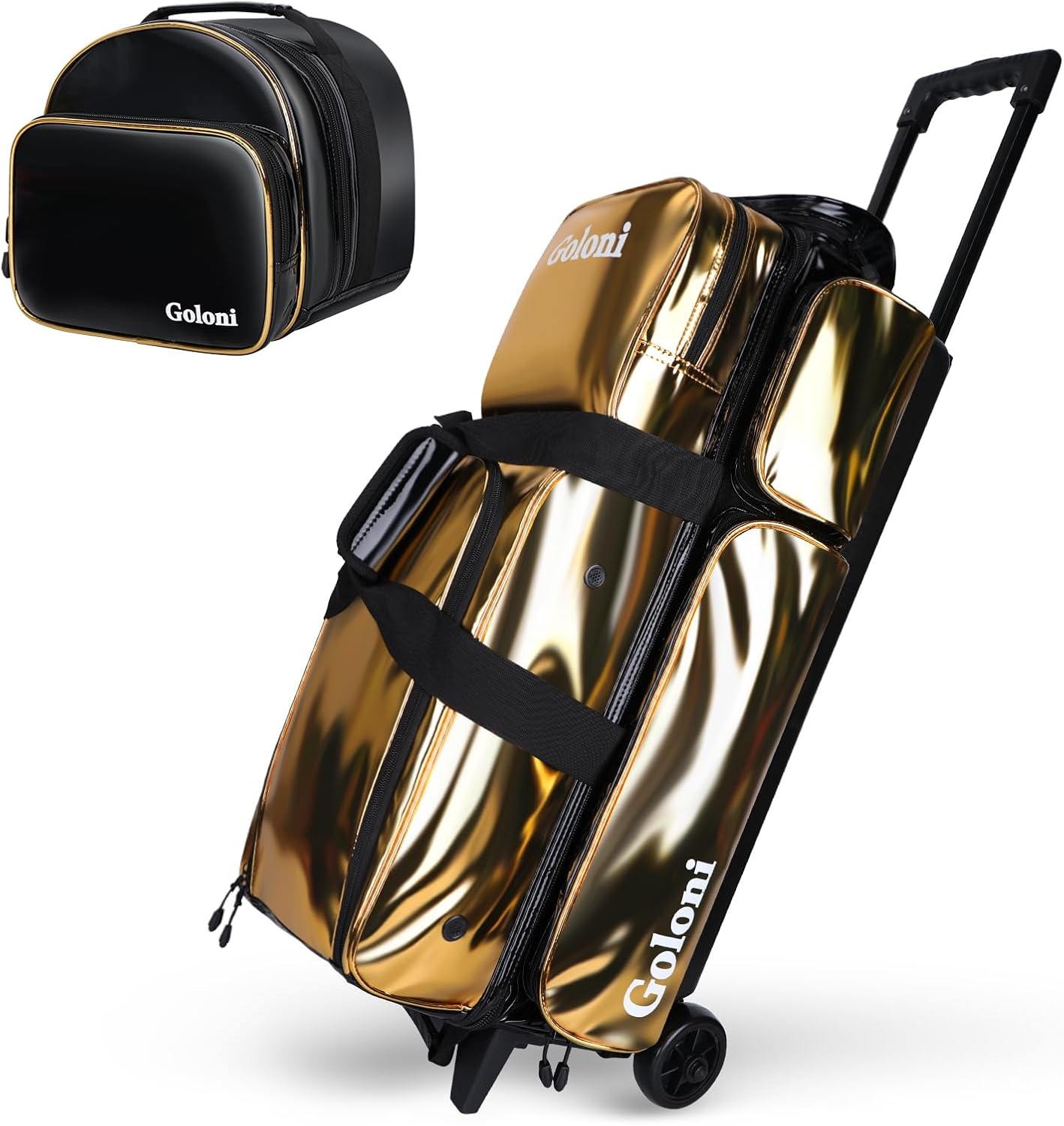 4 Ball Bowling Bags with Wheels,3 Ball Bowling Bag + 1 Ball Tote,Separate Shoe Compartment for Shoes (Up To US Men Size 16)