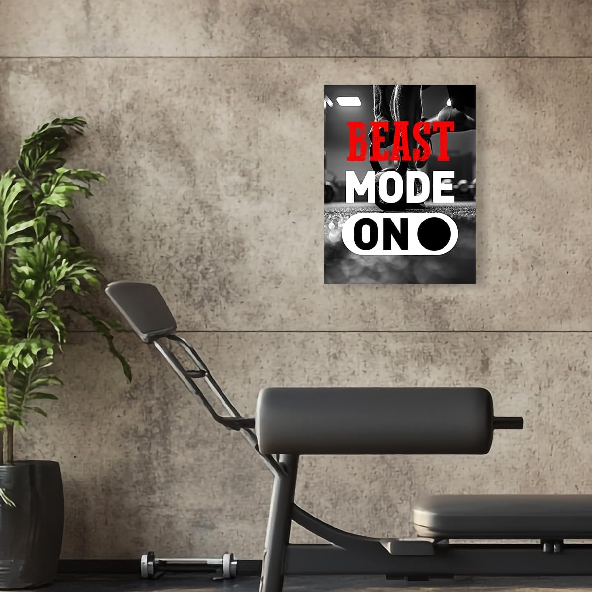 Inspirational Gym Wall Decor,Fitness Quotes Wall Art,Beast Mode on Canvas Wall Decor for Home Gym