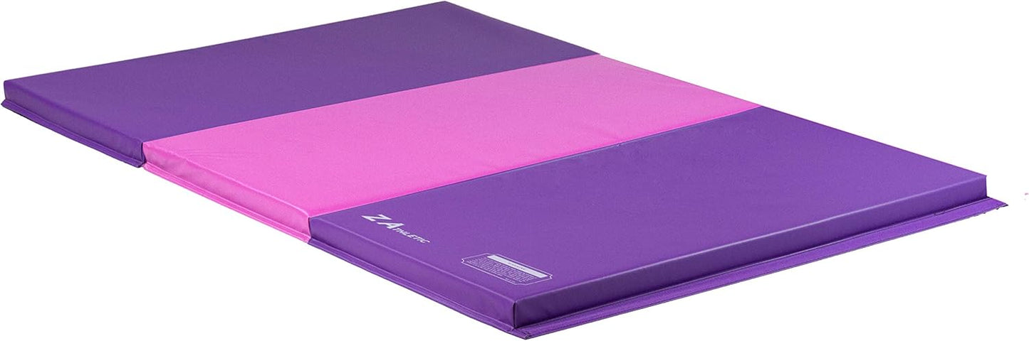 Z Athletic Folding Mat for Gymnastics, Tumbling, Cheerleading, and More, 4 Ft x 6 Ft x 2 In