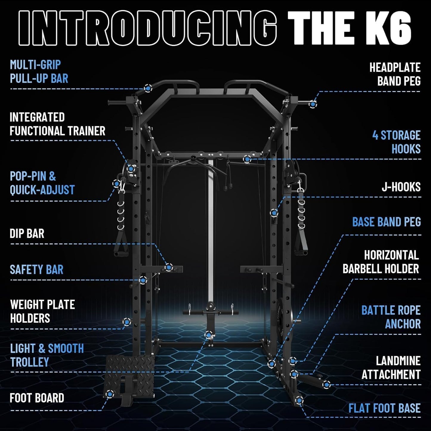 Mikolo Power Cage, Power Rack with Cable Crossover System, 1500LBS Squat Rack with LAT Pull Down System, Workout Cage with Pulley System for Fitness Home Gym
