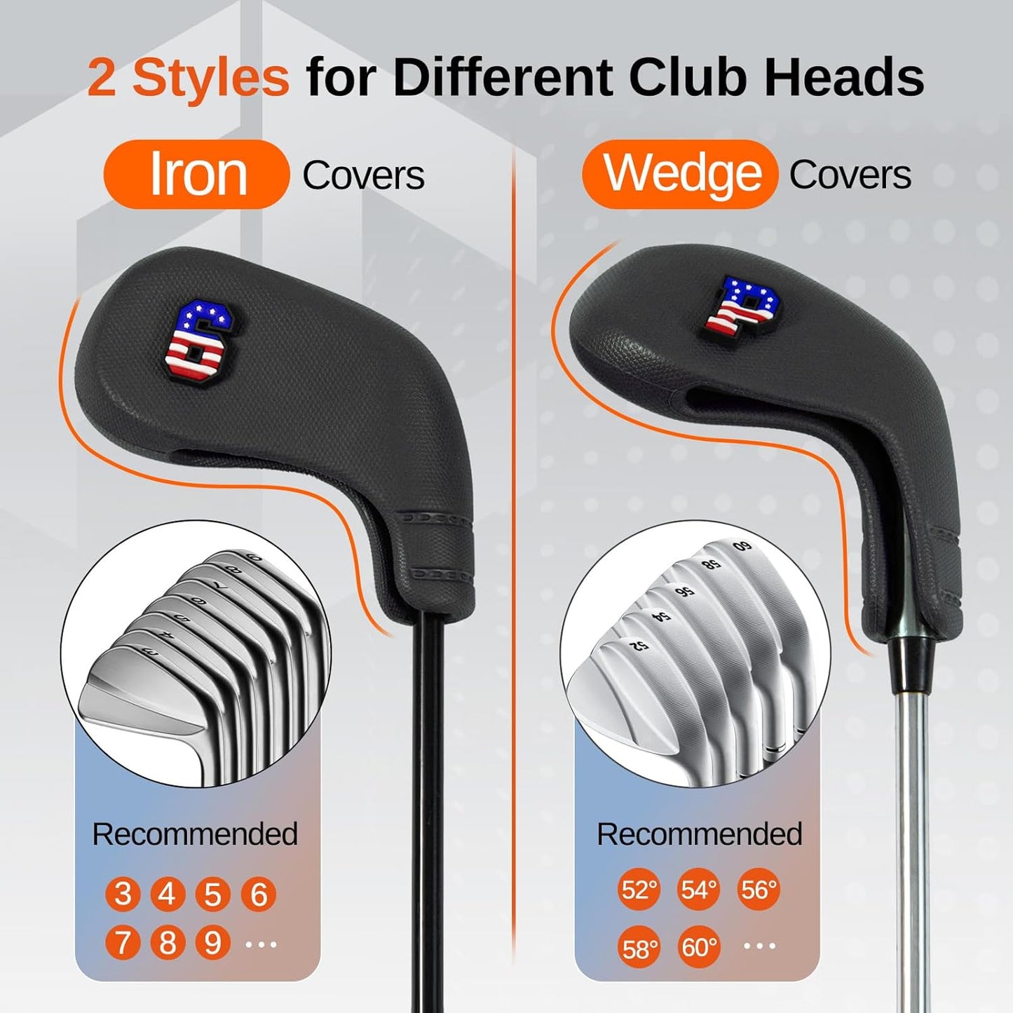 10pcs EVA Golf Club Covers – 7 Iron & 3 Wedge Covers with Numbers – Washable, Wear-Resistant Protection – Easy On & Off for Golf Irons & Wedges