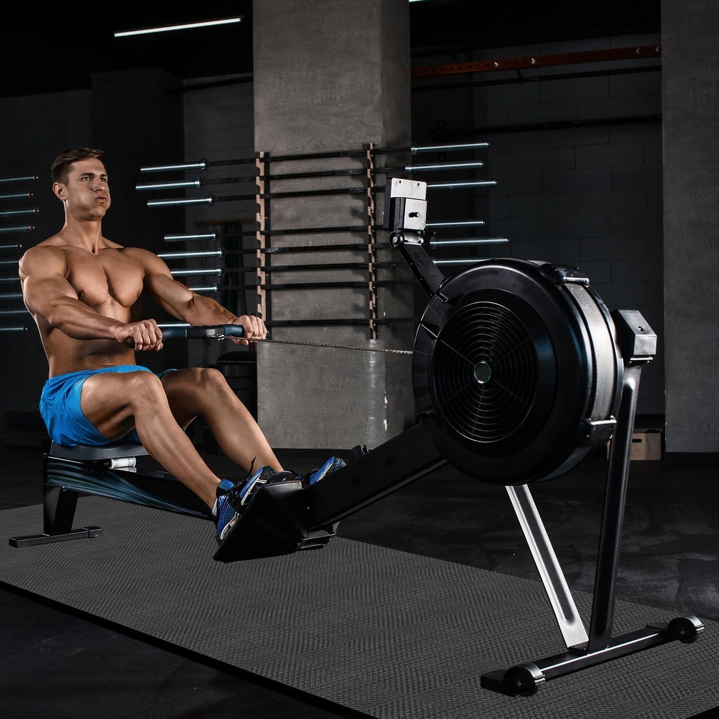 Rowing Machine Mat 96" x 30" with Storage Bag and Sports Towel,Treadmill Mat for Carpet & Hardwood Floors,Rower Mat,Elliptical Mat,Bike Mat,Gym Exercise Equipment Mat,Fitness Equipment Mat