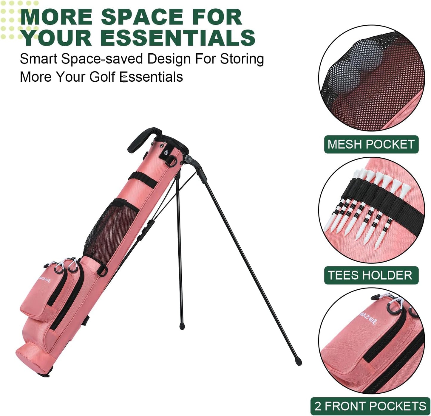MAZEL Lightweight Golf Bag for Men – Easy to Carry Golf Clubs Bag with Shoulder Strap,Pitch n Putt Golf Stand Bag for Driving Range,Par 3 and Executive Courses - Fit Up to 8 Clubs