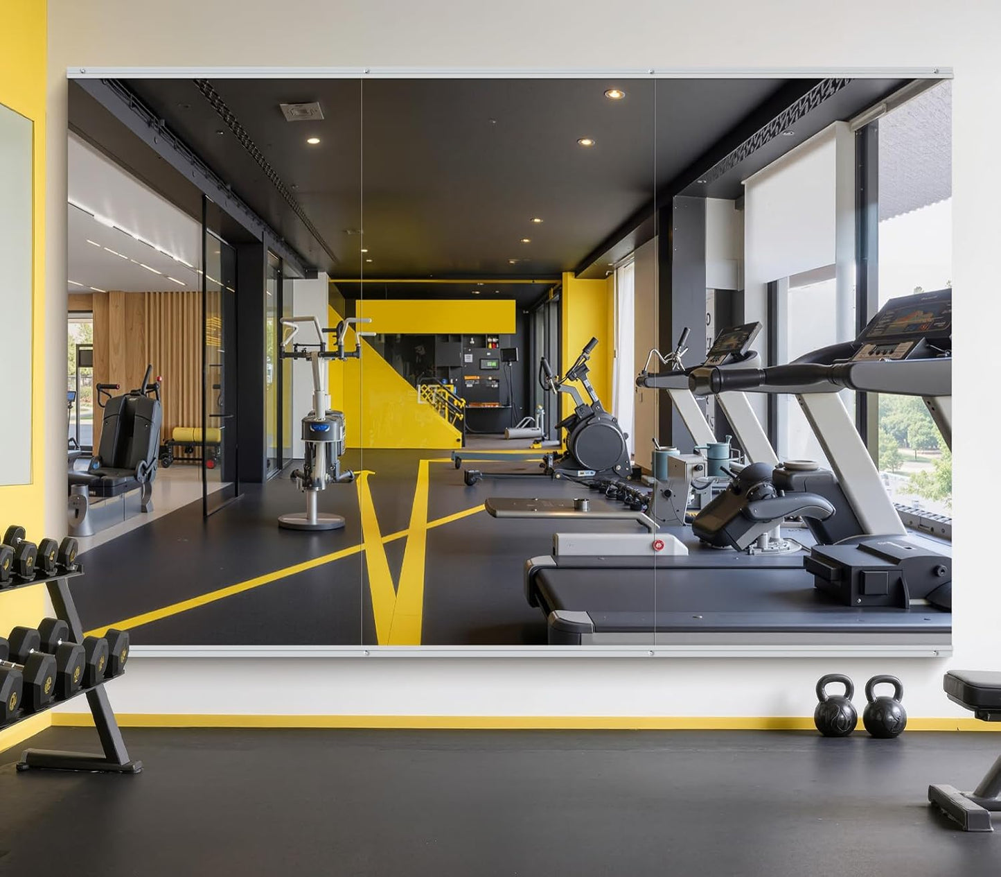 Home Gym Mirror - 80x40 Inch,3PCS Frameless Tempered Glass Full Body Mirror for Wall Mount - Ideal for Yoga, Workout, Bedroom, Dance Studio (Silver)