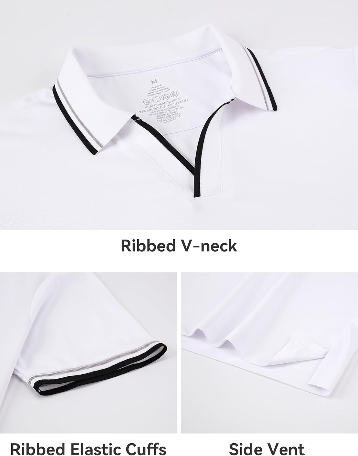 Esabel.C Jacquard Golf Shirts for Men Moisture Wicking Short Sleeve Performance Dry Fit Active Mens Polo Shirts