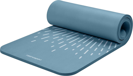 Retrospec Solana Yoga Mat 1" Thick With Nylon Carry Strap for Men & Women - Non Slip Exercise Mat for Home Yoga, Pilates, Stretching, Floor & Fitness Workouts