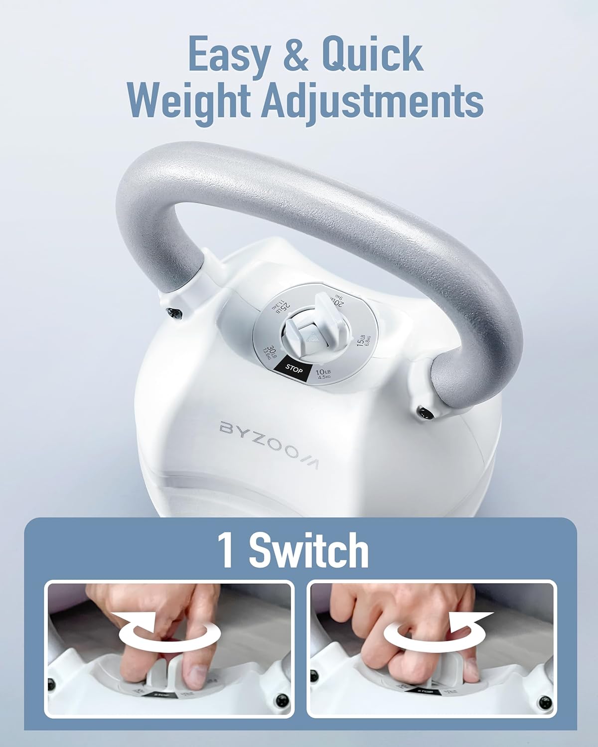 Adjustable Kettlebell 30lb Weight Training Fitness Exercise Full Body Workout 5 in 1 for Home Gym Beginners Woman