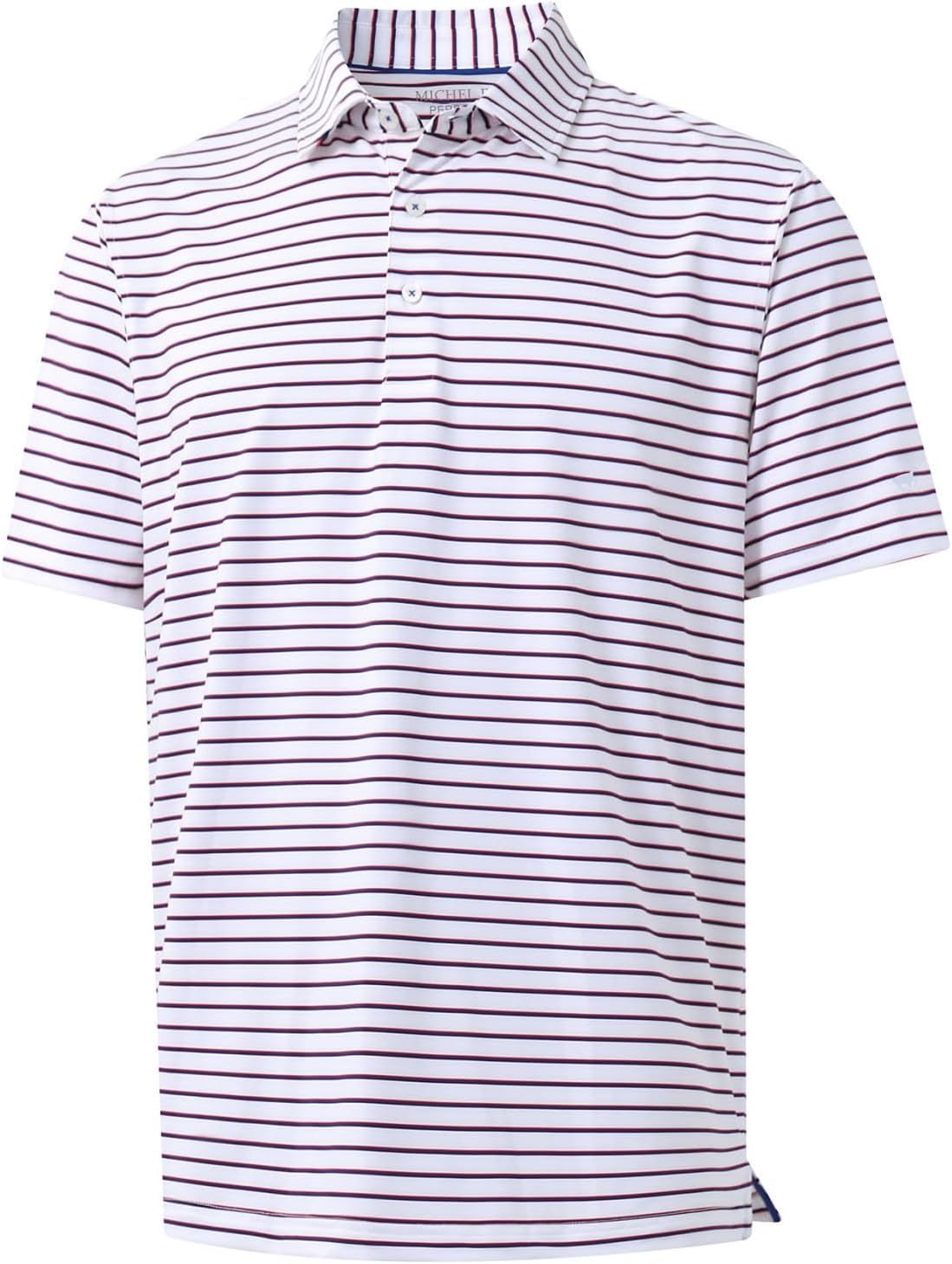 Rouen Mens Polo Shirts Short Sleeve Dry Fit Performance Moisture Wicking Causal Striped Polo Collared Golf Shirts for Men