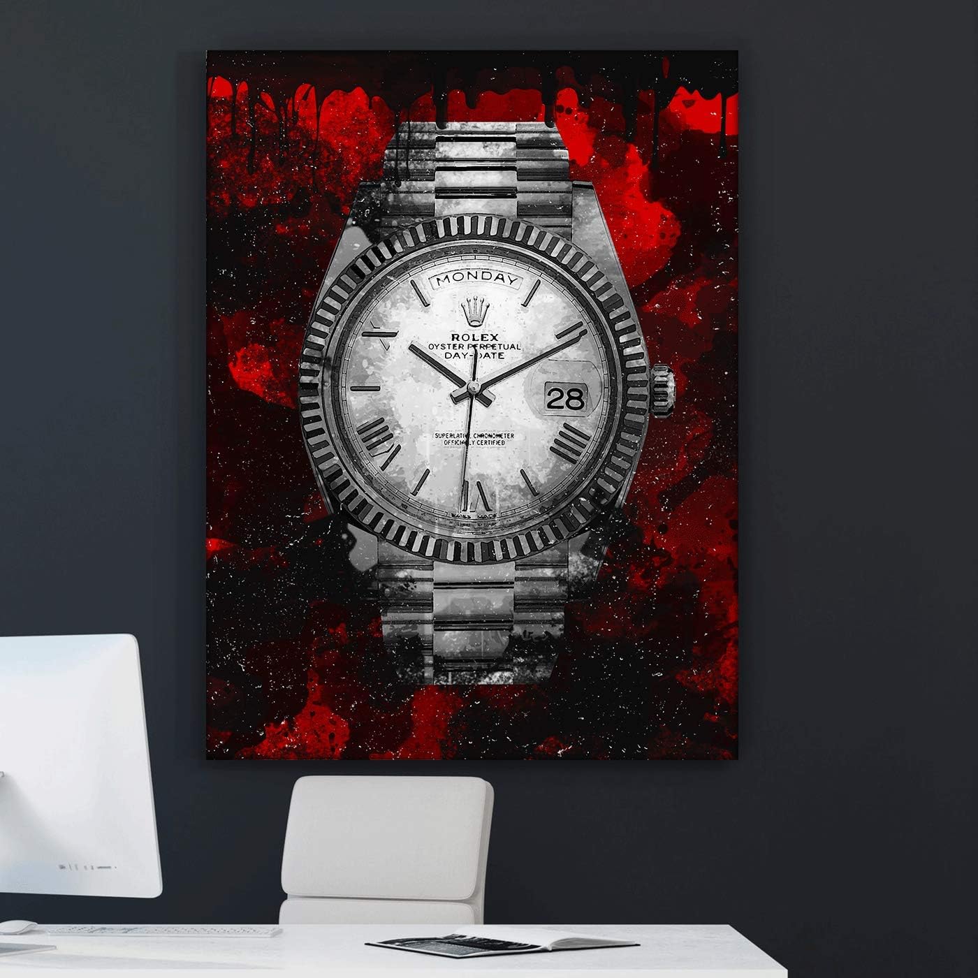 Luxury Watch Canvas Print Office Wall Decor Modern Art Pop Culture Decoration Inspiration Clock Timer Prints Framed Arts Walls Furniture (18" x 12")