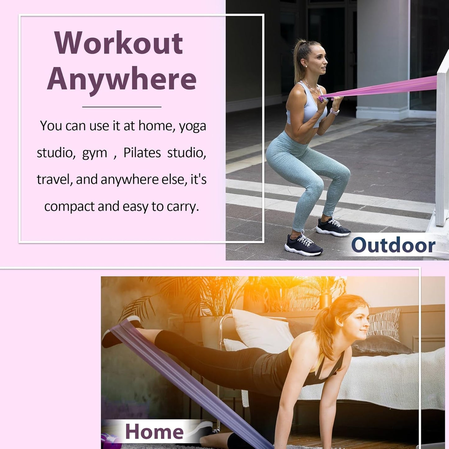 Resistance Bands for Working Out, Physical Therapy Bands, Latex Free Elastic and Exercise Bands Set for Stretching, Suitable for Rehab, Yoga, Pilates, Gym, Home Exercise