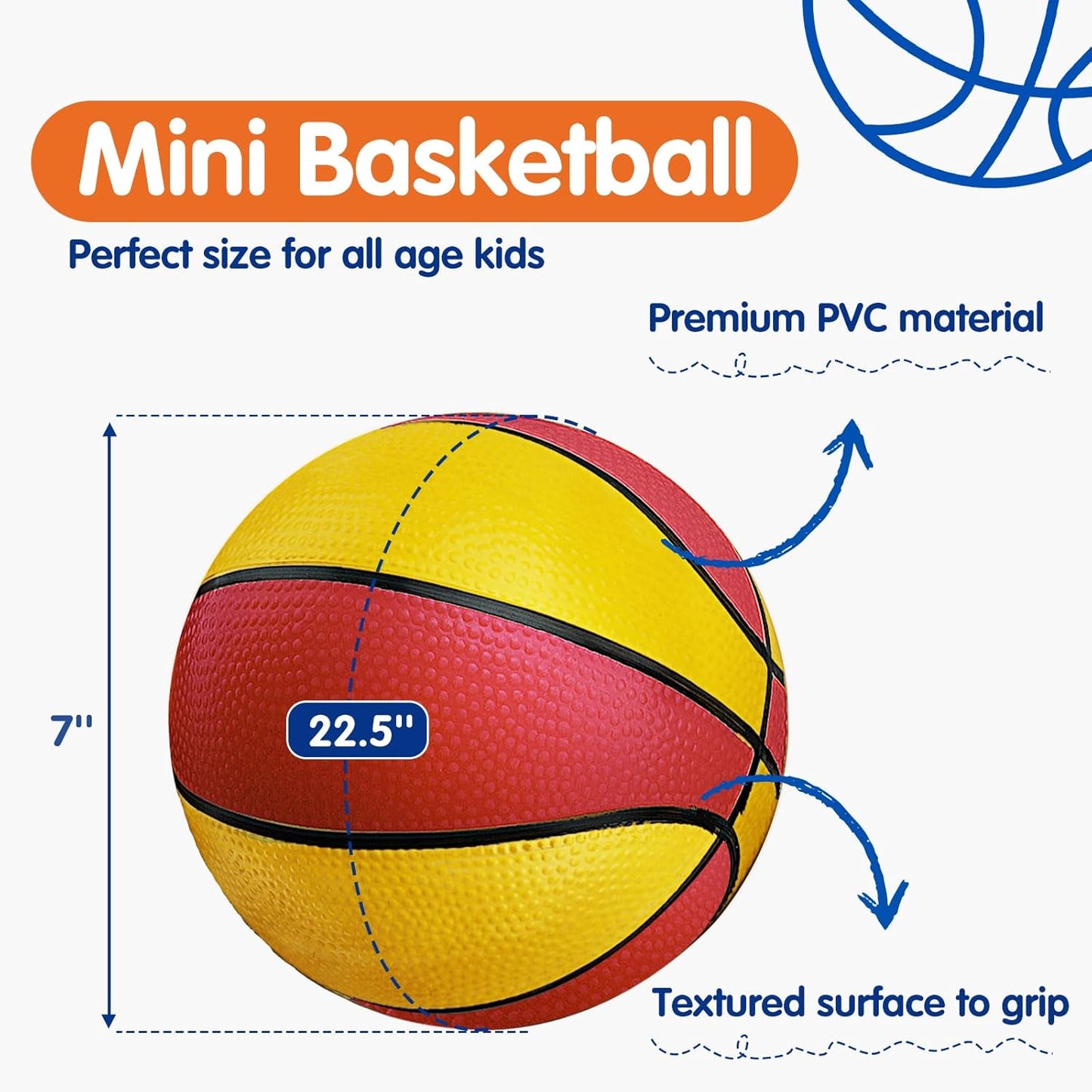 4 Packs Mini Basketballs 7 Inch Size 3 with Pump, Kids Small Basketball Set for Basketball Hoop Pool Party Games Indoor Outdoor Play Sports Toys Bouncy Basket Balls for Kids Toddlers 1-3 3-5 5-7 Gifts