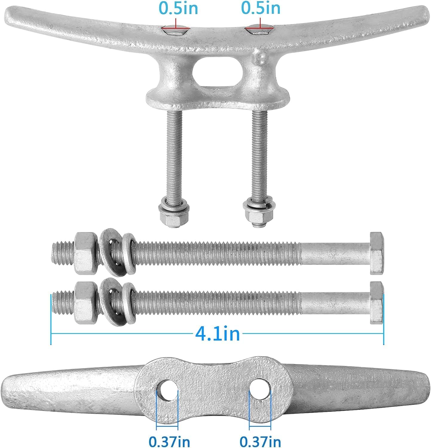 6/8/10/12/14 inch Dock Cleats With Bolts,Hot Dipped Galvanized Cast Iron Boat Cleats,Rope Cleat Boat Dock Cleats for Boat Docks,Decks,Piers for Tying up Boats,Marine Decor(1,2,4,5,6,8,10,12 Pack)