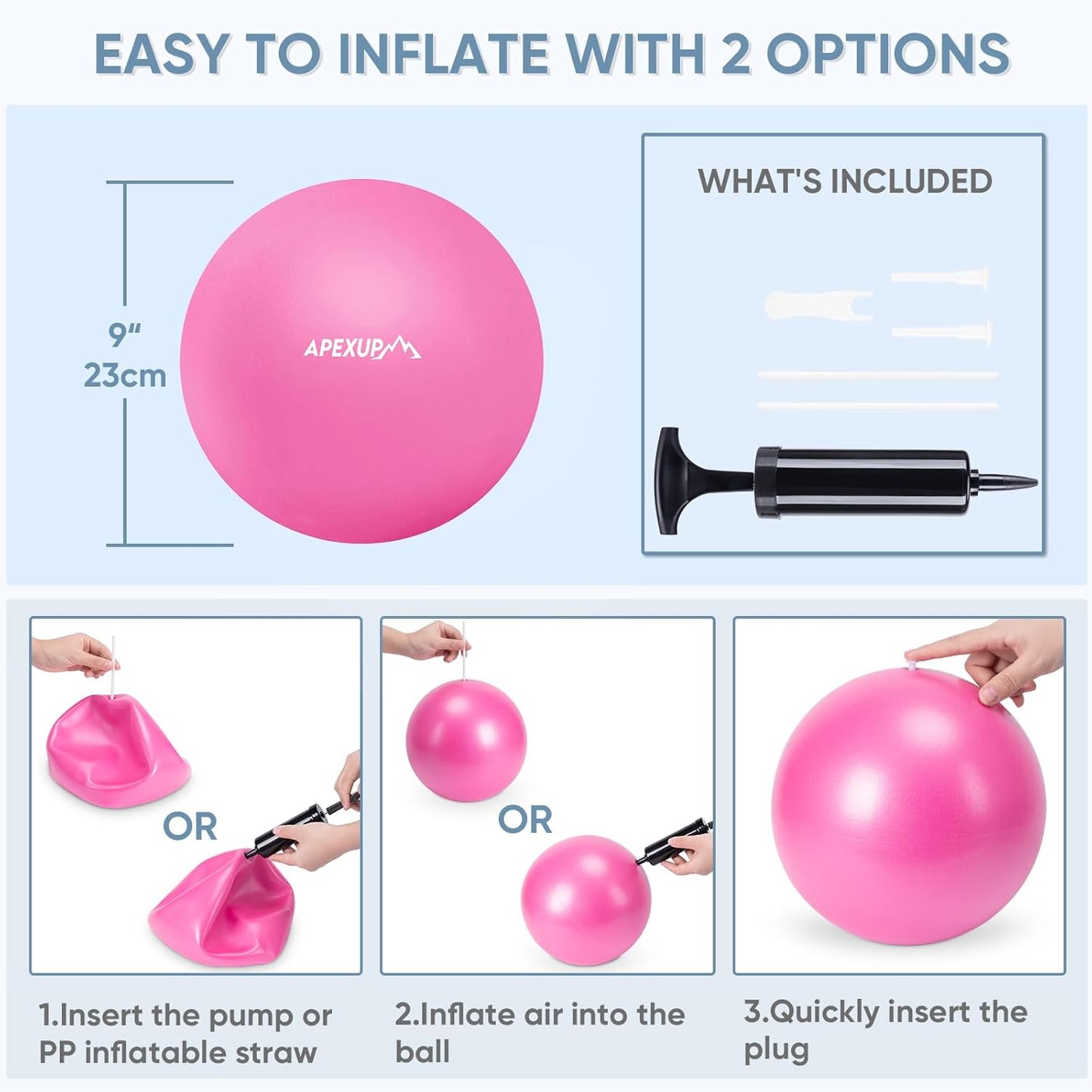 APEXUP Yoga & Pilates Ball - Anti Slip Heavy Duty Gym Ball for Fitness, Balance & Core Workout