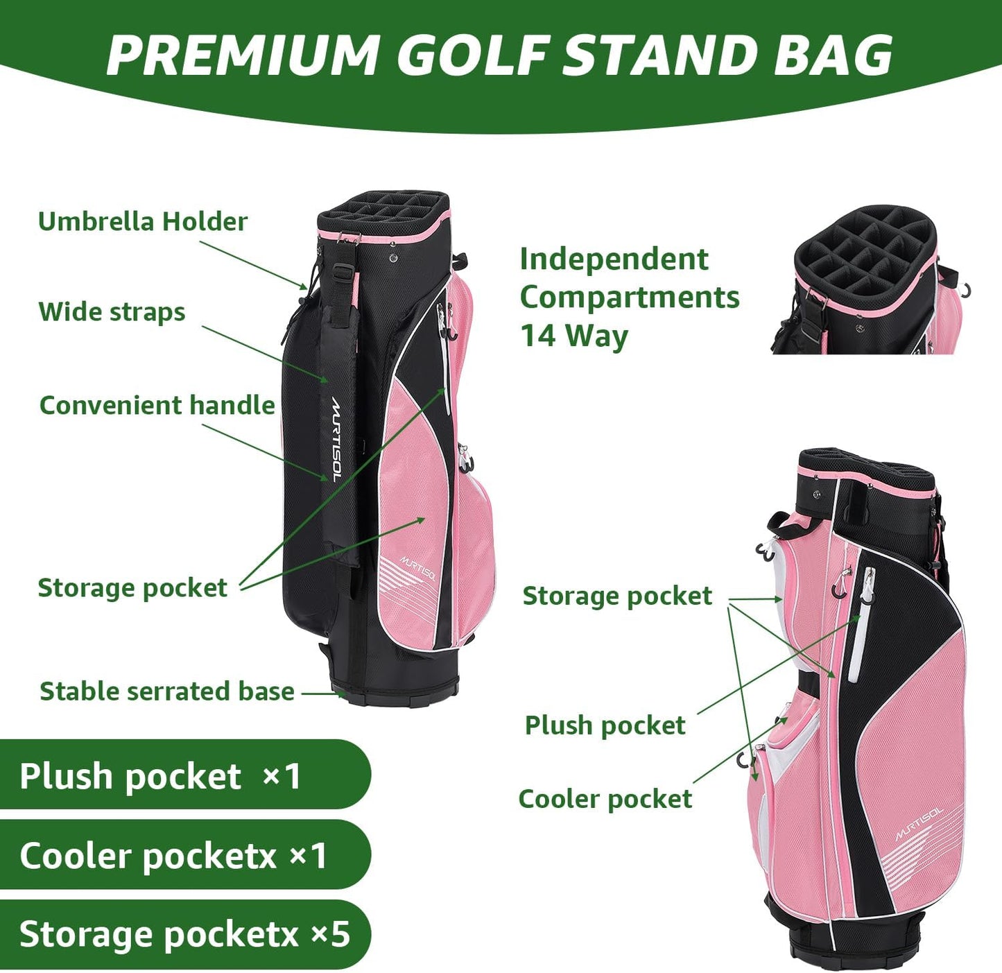 10 Pieces Complete Mens Womens Golf Clubs Set Right Hand for Men Women Includes Stand Bag with Rain Hood, 1#Driver 3#Wood #5 Hybrid,with 3 Head Covers, 6# 7# 8# 9# PW# Irons and Putter