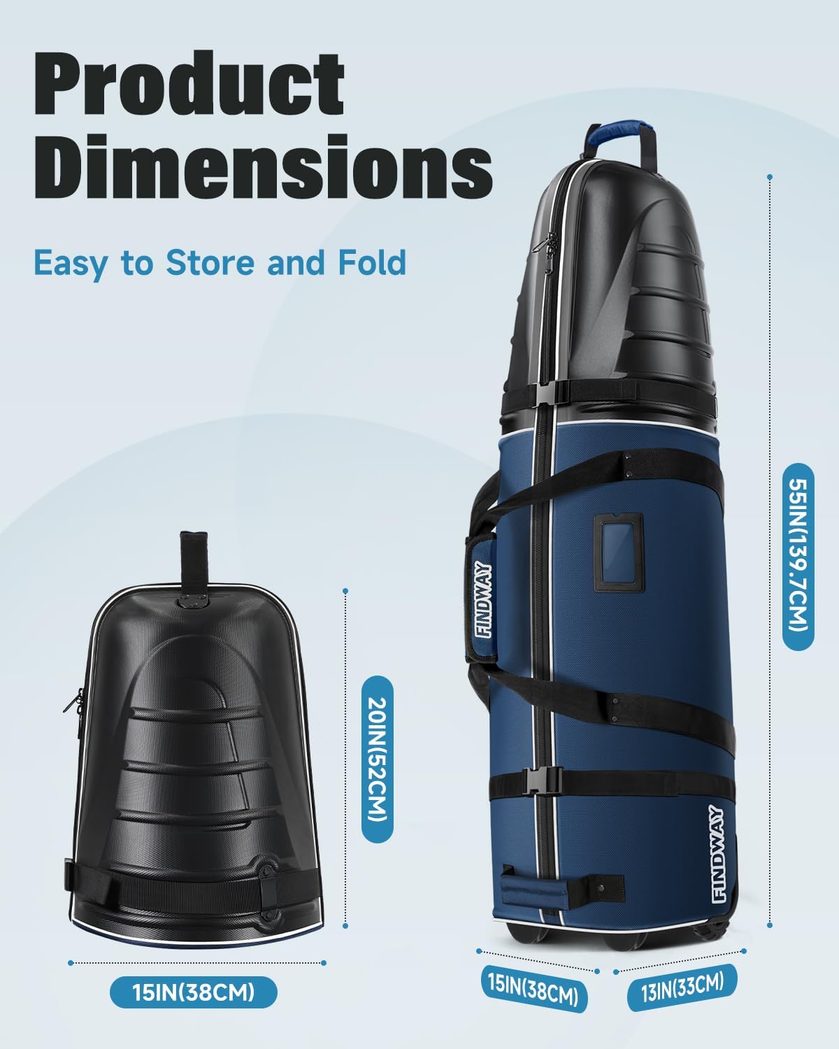 findway Golf Travel Bags, Golf Bag Travel Case for Airlines with Wheels, 1680D Heavy Duty Oxford and ABS Hard Case Top, Lightweight and Foldable