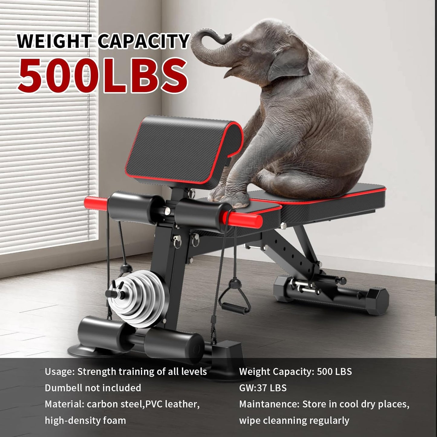 Adjustable Weight Bench,Utility Workout Bench Foldable Incline Decline Benches for Home Gym Full Body Workout,Load 600LBS