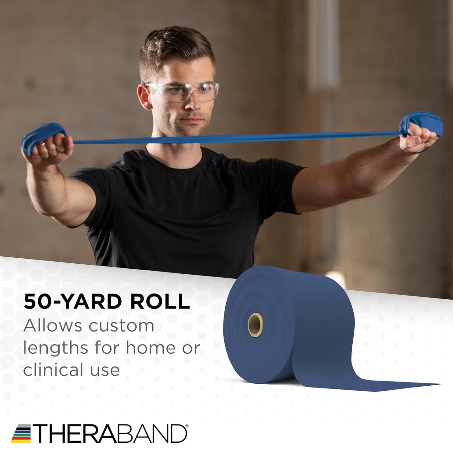 THERABAND Resistance Band, Blue, Extra Heavy, 50-Yard Roll, Latex-Free, Elastic Band for Exercise, Physical Therapy, Yoga, Pilates, Stretching, Home Workouts, Cut-to-Length, Color-Coded Levels