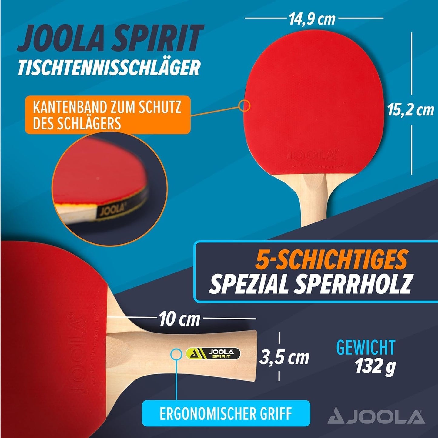 JOOLA Family Premium Ping Pong Paddles Set of 4 - Advanced Table Tennis Rackets, 10 Training 3 Star Ping Pong Balls, and Storage Case - Competitive or Recreational Play - Indoor and Outdoor Compatible