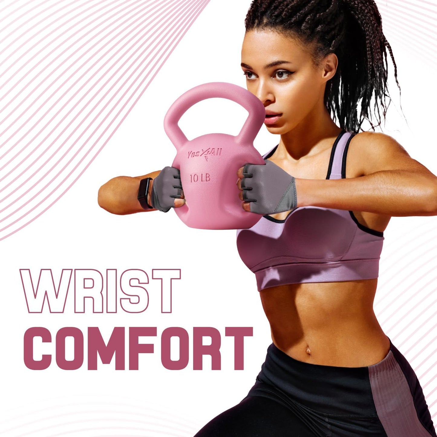 Yes4All Kettlebell 10&15lb Weight with Wide Multigrip Handle for Dumbbell Weights Exercises, Full Body Workout Equipment