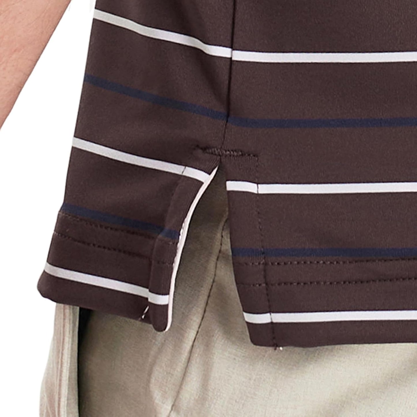 Rouen Mens Golf Shirt Moisture Wicking Dry Fit Performance Stripe Casual Collared Short Sleeve Golf Polo Shirts for Men