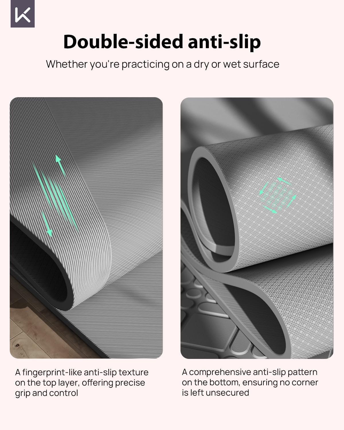 KEEP Yoga Mat, 32" Extra Wide Exercise Mat with Strap for Men and Women, 7mm Thick Double-Sided Non-Slip Eco-friendly Yoga Mat for Pilates, Workout and Fitness