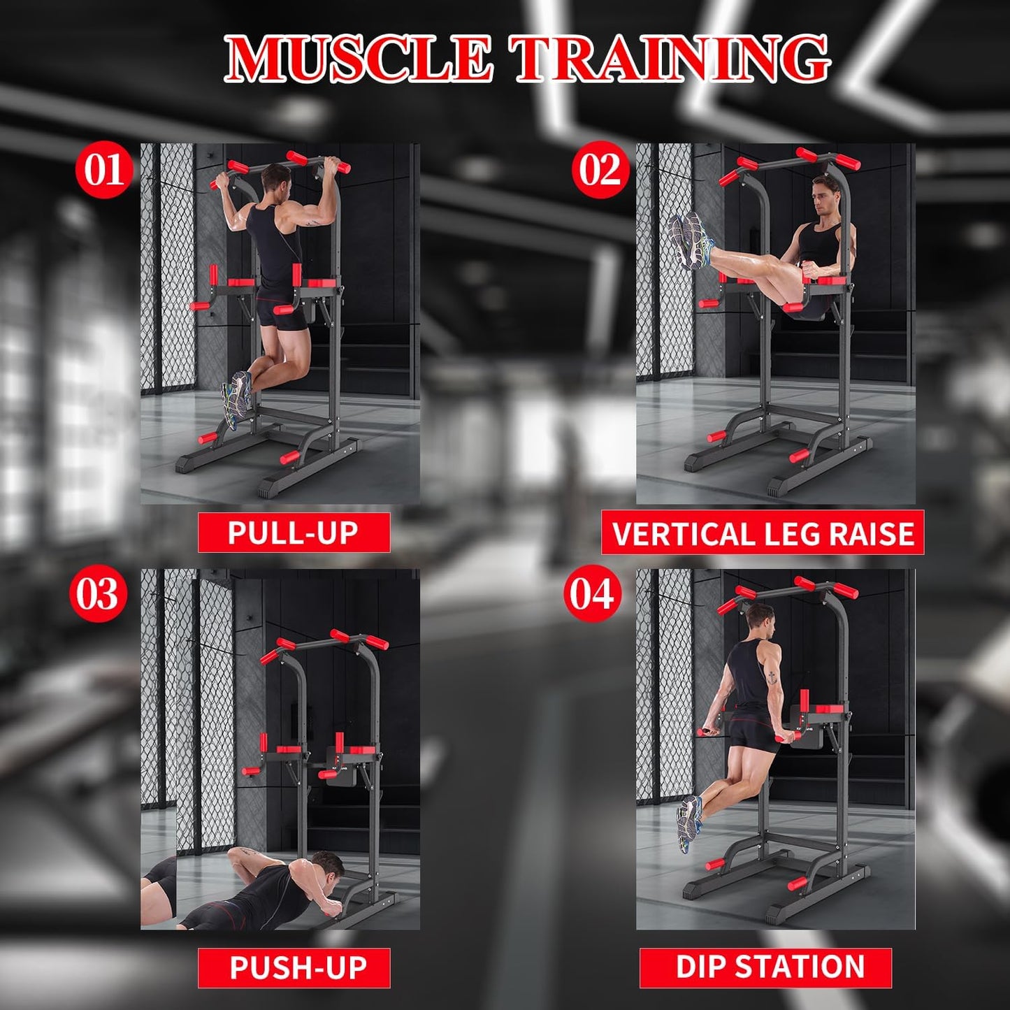 K KiNGKANG Power Tower Dip Station, Multi-Function Assistive Trainer Pull Up for Home Gym Muscle Building and Beginner Exercises,Load 450LBS