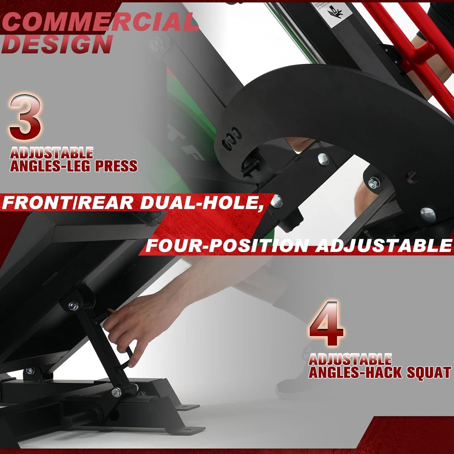 RitFit Gazelle Pro 3 in 1 Leg Press and Hack Squat Machine - High-Tensile Steel Leg Press Machine, 2000 lbs Capacity, Adjustable Angles, Hack Squat Machine with Weight Storage