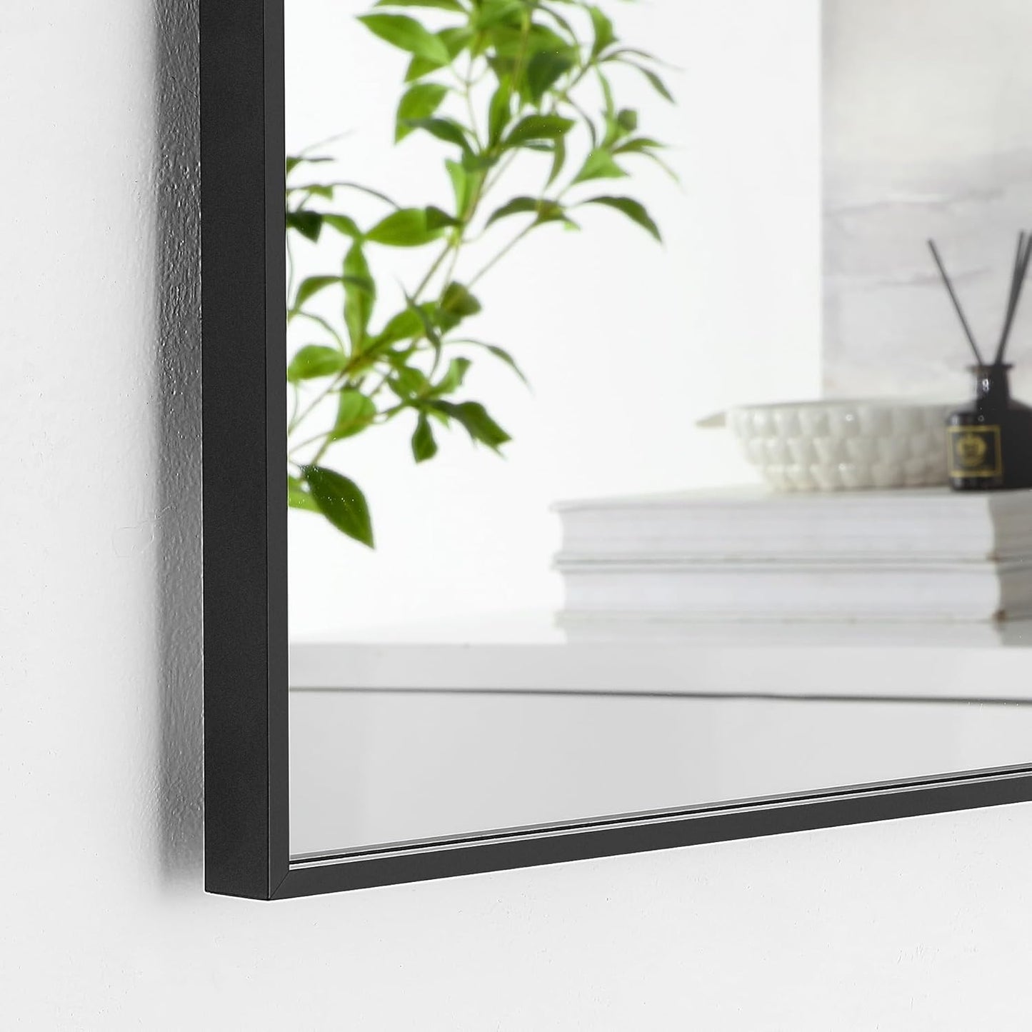 55x30 Inch Black Bathroom Mirror for Wall, Aluminum Frame Rectangle Rectangular Vanity Mirror, Modern Large for Bedroom, Living Room, Horizontal or Vertical