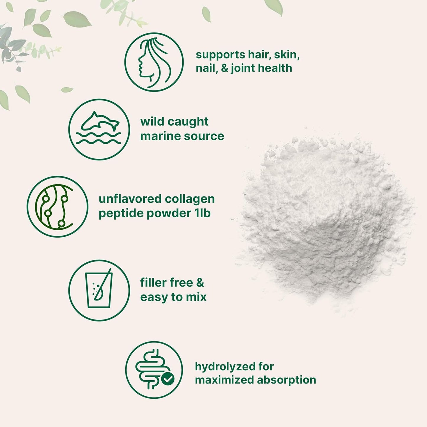 Micro Ingredients Marine Collagen Peptides Powder, 1 lb | Type I Marine Collagen + Natural Protein | Wild-Caught Fish Source | Unflavored | Supports Hair, Skin & Joint Health | Pescatarian, Non-GMO