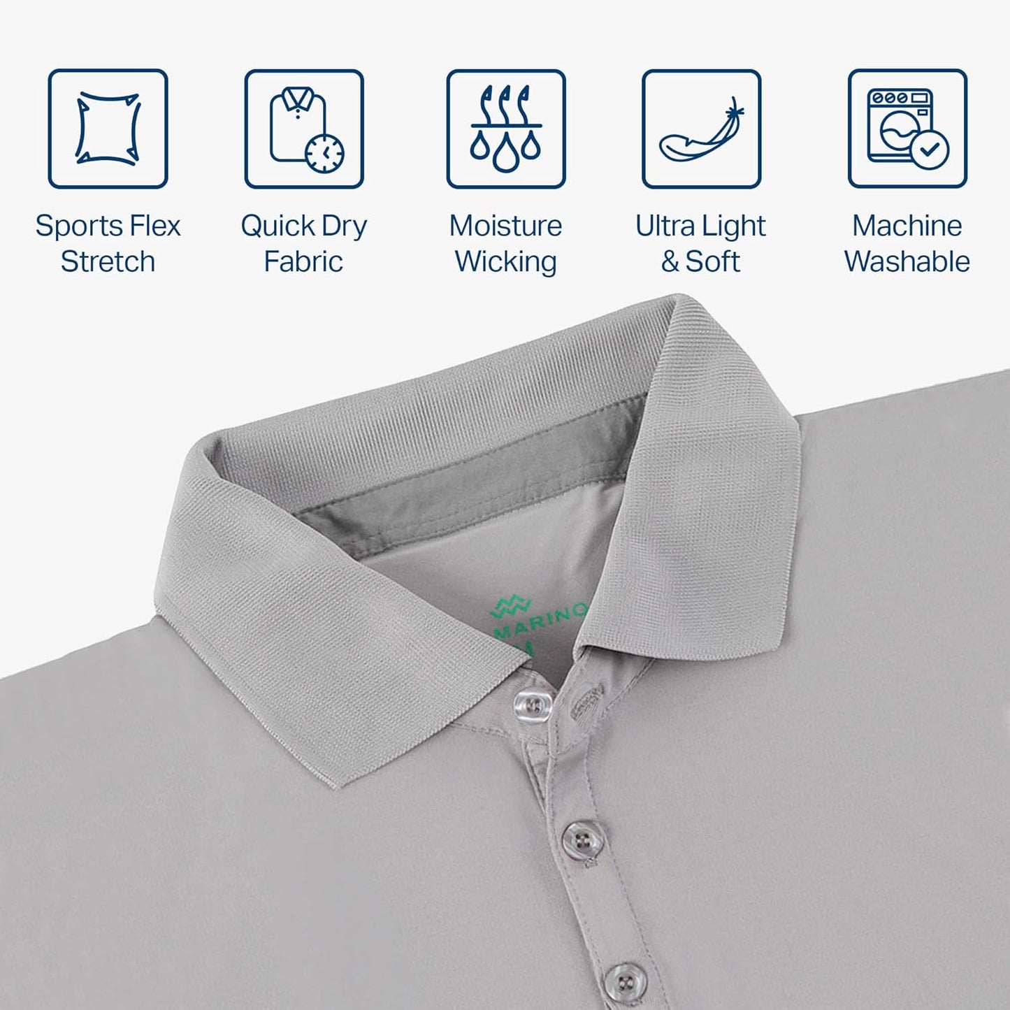 [3 Pack] Mio Marino Golf Polo Shirts for Men - Dry Fit - Ultra-Light Fabric