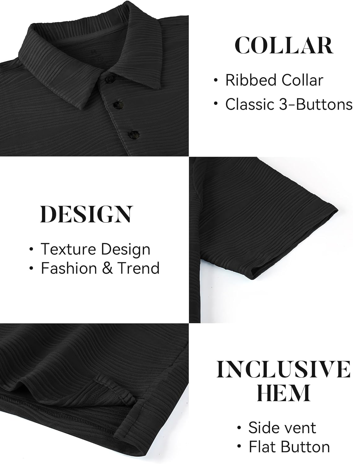Esabel.C Golf Shirts for Men Dry Fit Performance Short Sleeve Print Moisture Wicking Collared Shirt