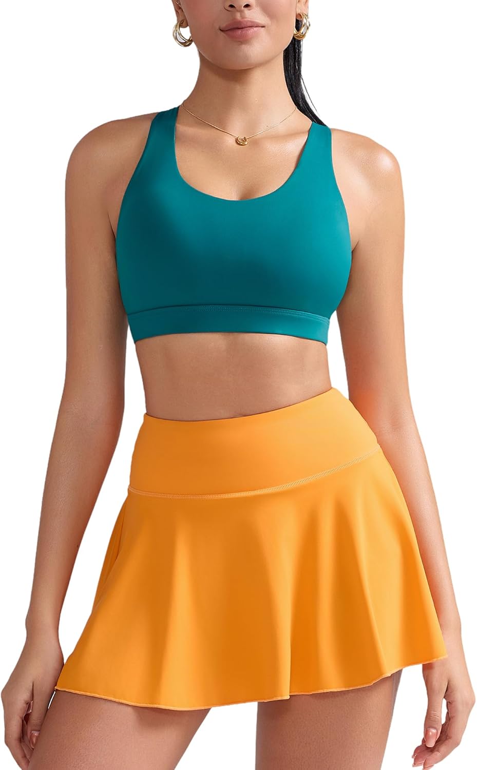 RUNNING GIRL Sports Bra for Women, Criss-Cross Back Padded Strappy Sports Bras Medium Support Yoga Bra with Removable Cups