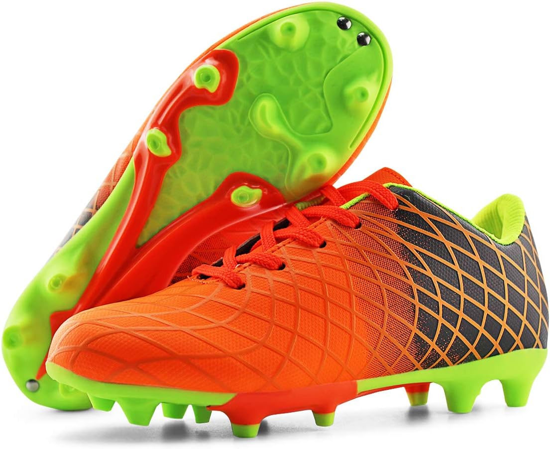 JABASIC Kids Outdoor Soccer Cleats Athletic Firm Ground Football Shoes