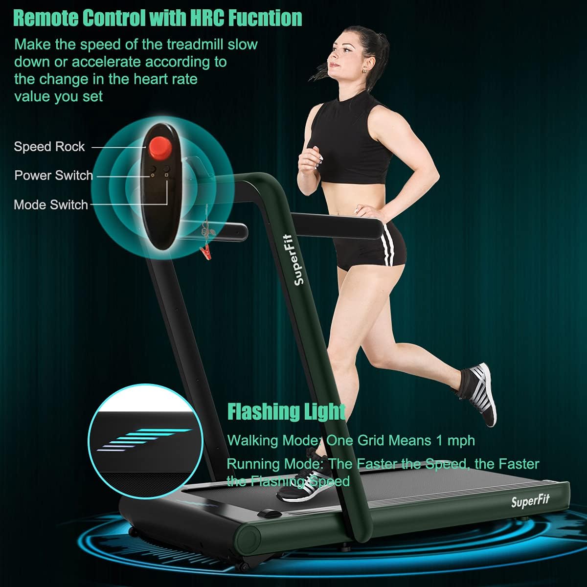 GYMAX Walking Pad, 4.75HP Under Desk Treadmill with LED Touch Screen, App Control, Built-in Speaker & Handle, 2 in 1 Folding Compact Portable Treadmill for Home Small Space