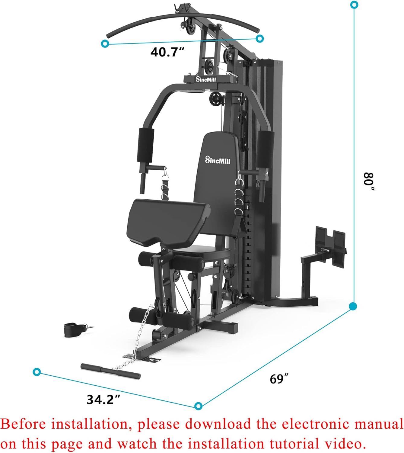SincMill Home Gym Multifunctional Full Body Workout Equipment for Home Exercise Fitness