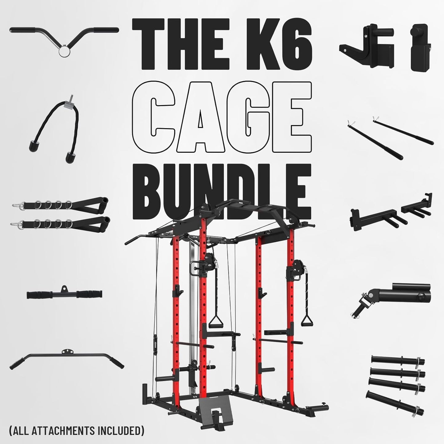 Mikolo Power Cage, Power Rack with Cable Crossover System, 1500LBS Squat Rack with LAT Pull Down System, Workout Cage with Pulley System for Fitness Home Gym