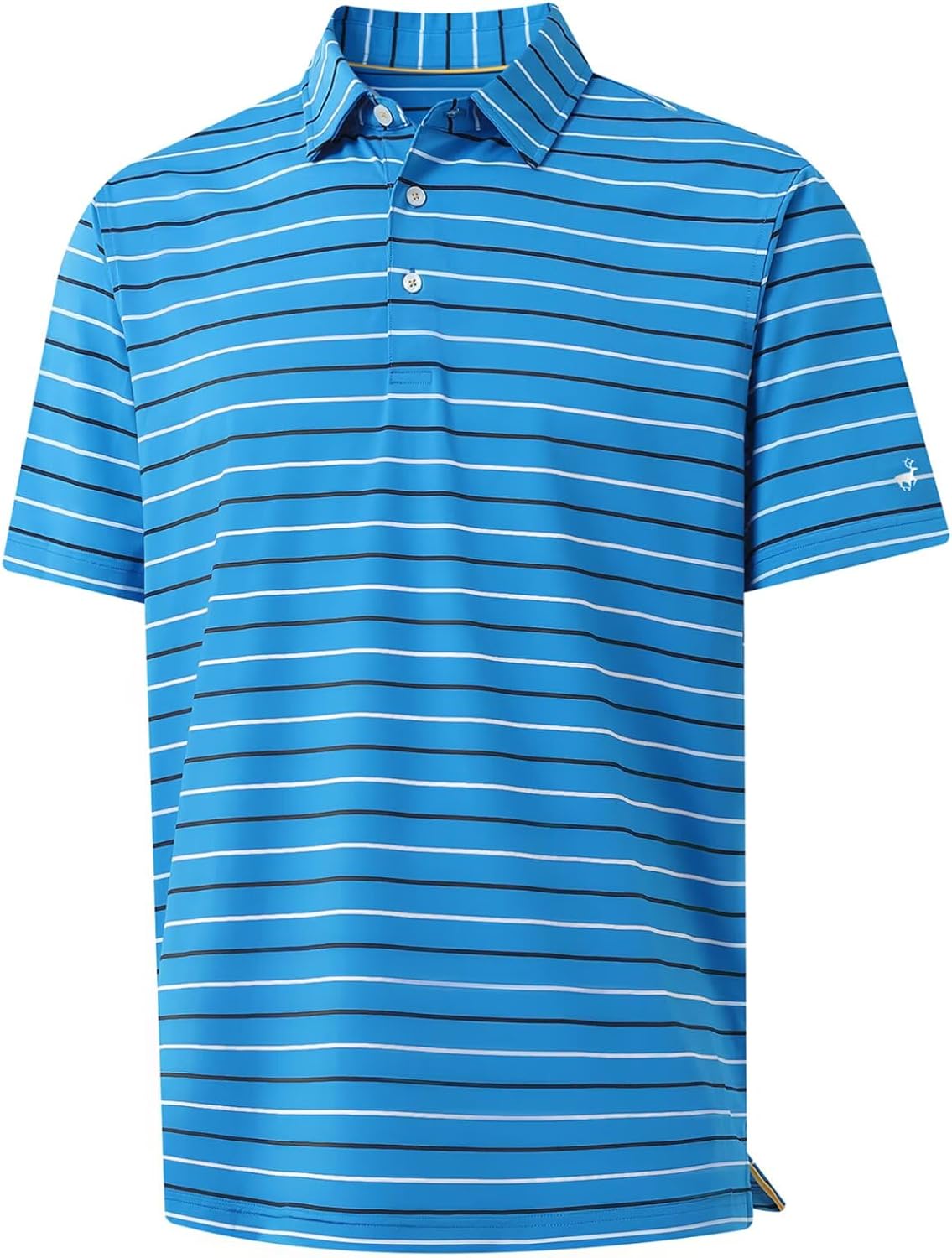 Rouen Mens Golf Shirt Moisture Wicking Dry Fit Performance Stripe Casual Collared Short Sleeve Golf Polo Shirts for Men