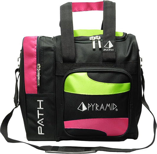 Pyramid Path Deluxe Single Tote Bowling Bag with Large Separate Compartment for Bowling Shoes (Up To US Mens Size 15) or Accessories - Holds One Bowling Ball