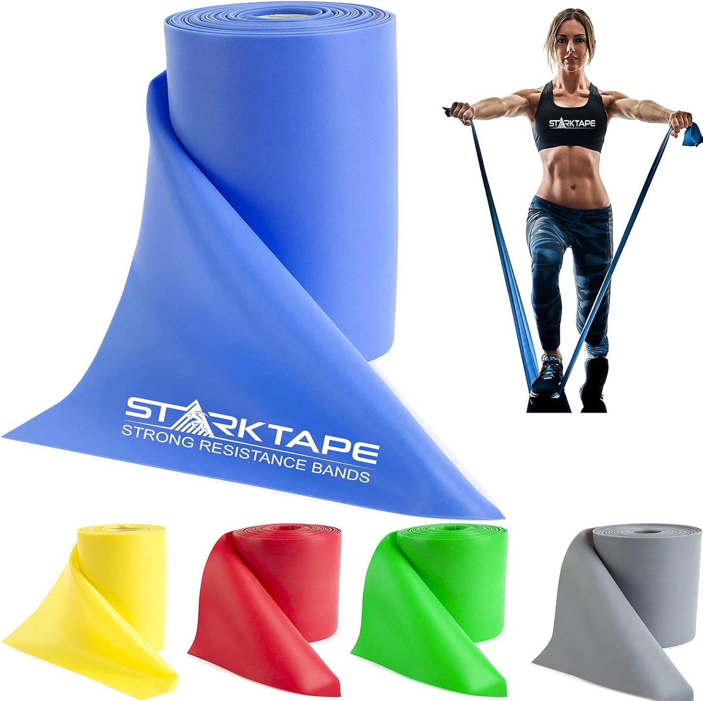 Resistance Bands Professional 8,16, 25, 50 Yards Bulk Rolls. Latex-Free Elastic Physical Therapy Band. No Scent, No Powder - Perfect for Home Exercise, Yoga, Pilates, Gym, Rehab, Workout