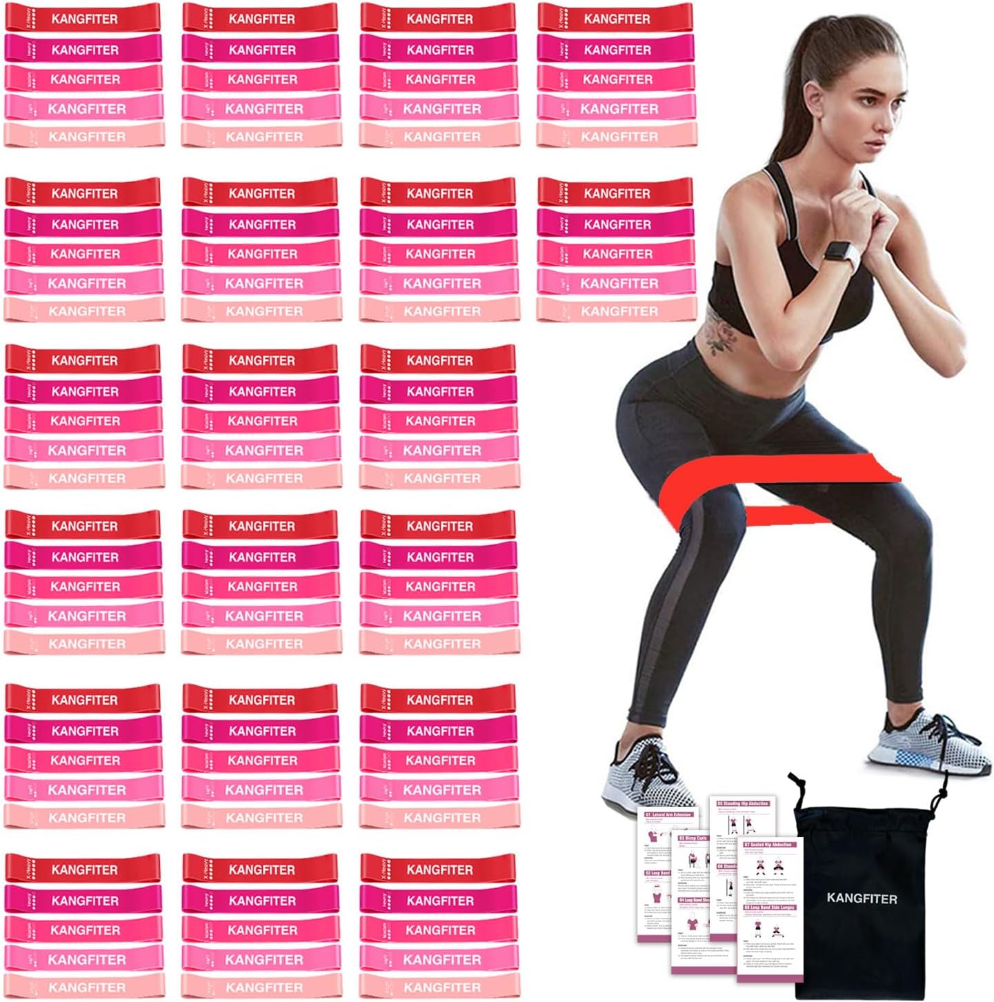 100 PCS Bulk Resistance Bands, Loop Exercise Bands Set for Gym Members Sports Class Students Gift, 5 Pieces Each Set with Storage Bag, Fitness Bands for Outdoor Home Gym Yoga Pilates