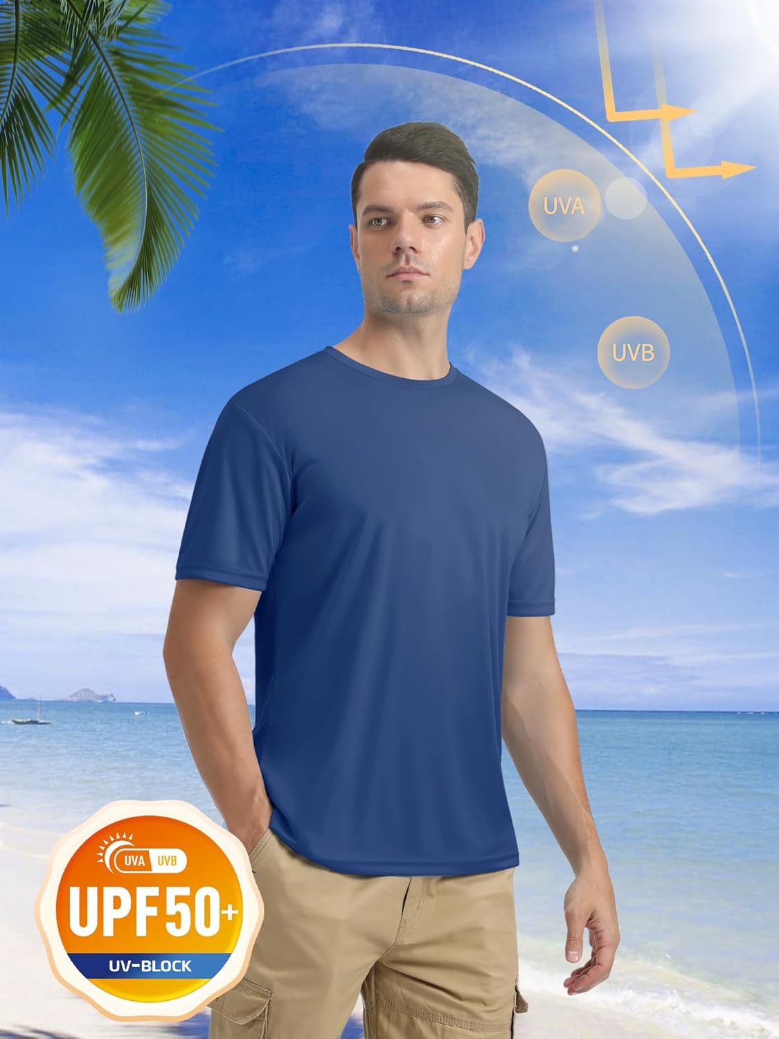 MAGCOMSEN Men's Short Sleeve UPF 50+ T-Shirt Quick Dry Rash Guard Athletic Running Swim Top Tee Performance Water Shirts