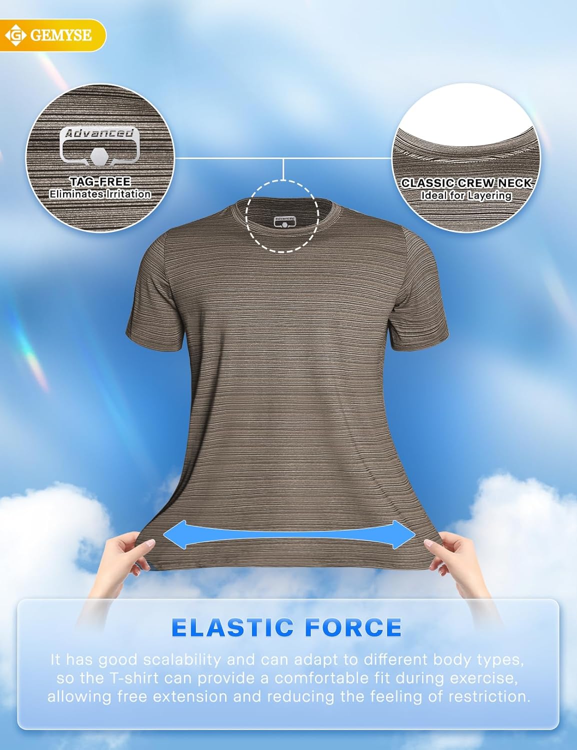 GEMYSE Men's Running Short Sleeve Shirt Sun Protection Quick Dry Moisture Wicking T-Shirts UPF 50+ for Workout