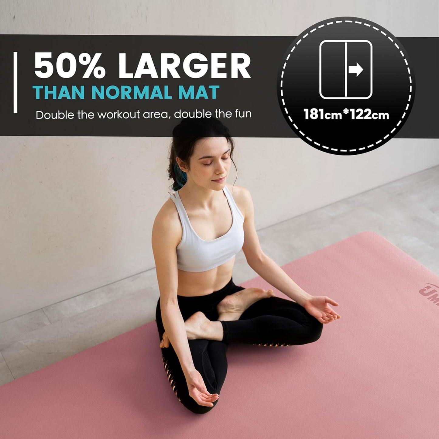 Large Yoga Mat for Men and Women 1/4 & 2/5 Inch Extra Thick TPE Fitness Mat for Home Gym Workout, Non-Slip, Eco Friendly Exercise Mat for Yoga, Pilates, Stretching, Meditation