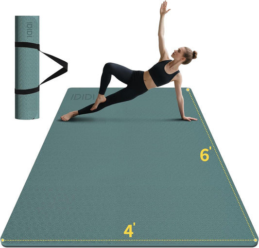 10mm Large Yoga Mat (6'x 4') - Extra Long and Wide 72 x 48 x 0.4 inches, Non-Slip POE Fitness Mat, Eco-Friendly, Thick Wide Exercise Mat for Home Workouts,Ideal for Yoga and Pilates.
