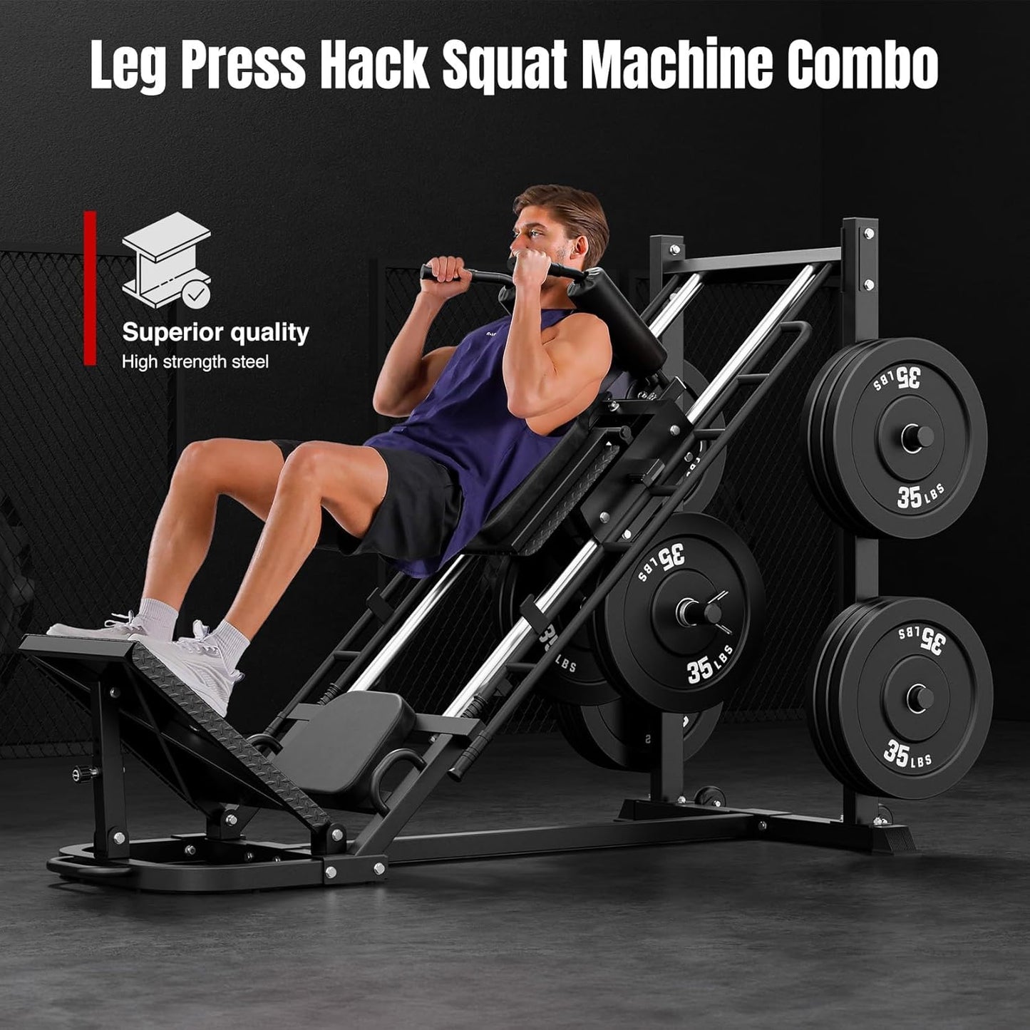 Dripex Leg Press Machine, Leg Press Machines for Home Gym, Professional Leg Press Hack Squat Machine Combo with 4 Weight Plate Storage Holders for Full Lower Body Workout